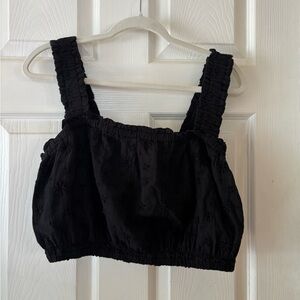 Aerie Black Eyelet Lace Cropped Tank Size L